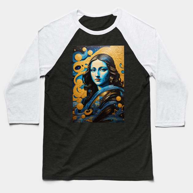 Modern Mona Lisa Baseball T-Shirt by JapKo